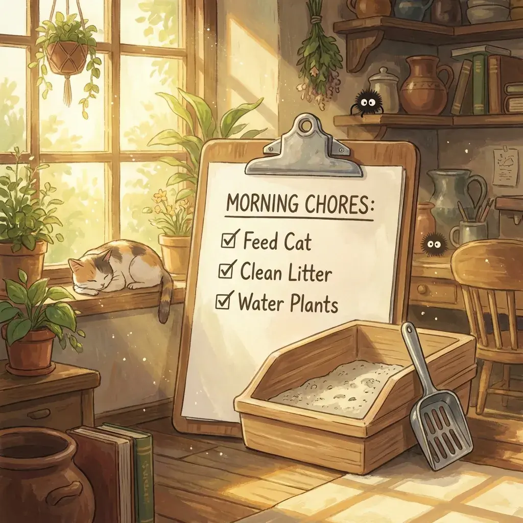 Twice-daily litter box scooping schedule